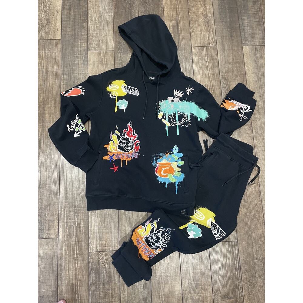 CivilizeD Graffiti Urban Black Hoodie & Joggers Med The Creation Hoodie GET MOR